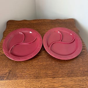 Longaberger Pottery Paprika (Red) Woven Traditions Divided Plate - 10-inch