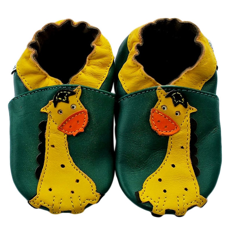 Best Seller Soft Sole Leather Baby Boys Girls Shoes Unisex Kid Shoes Infant Sandal Toddler Crib Moccasin Shoes Baby Booties 0-3 Y giraffe green