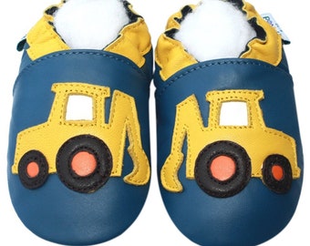Boys Shoes Motorcycle, Firetruck, Train, Racingcar, Helicopter Vehicle Pattern Soft Leather Anti-Slip Sole Baby Crib Booties 0-3Y