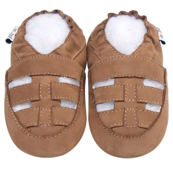 Jinwood Babyschuhe mit weicher Sohle, Mädchen, Jungen, Leder, rutschfest, Unterseite, Kleinkind, Sommer, Kindersandale, 0–3 Jahre alt