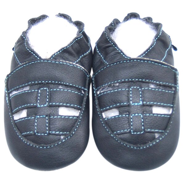 Jinwood Babyschuhe mit weicher Sohle, Mädchen, Jungen, Leder, rutschfest, Unterseite, Kleinkind, Sommer, Kindersandale, 0–3 Jahre alt