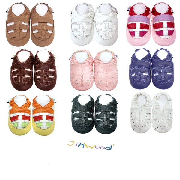 Jinwood semelle souple bébé chaussures filles garçons en cuir sandale anti-dérapant bas infantile enfant en bas âge prémarche été sandale0-3