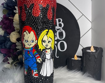 Gobelet avec strass Bride of Chucky : cadeau fait main pour fan d'horreur
