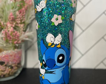 Stitch Snowglobe Tumbler: Custom Duckling Cup, 24oz