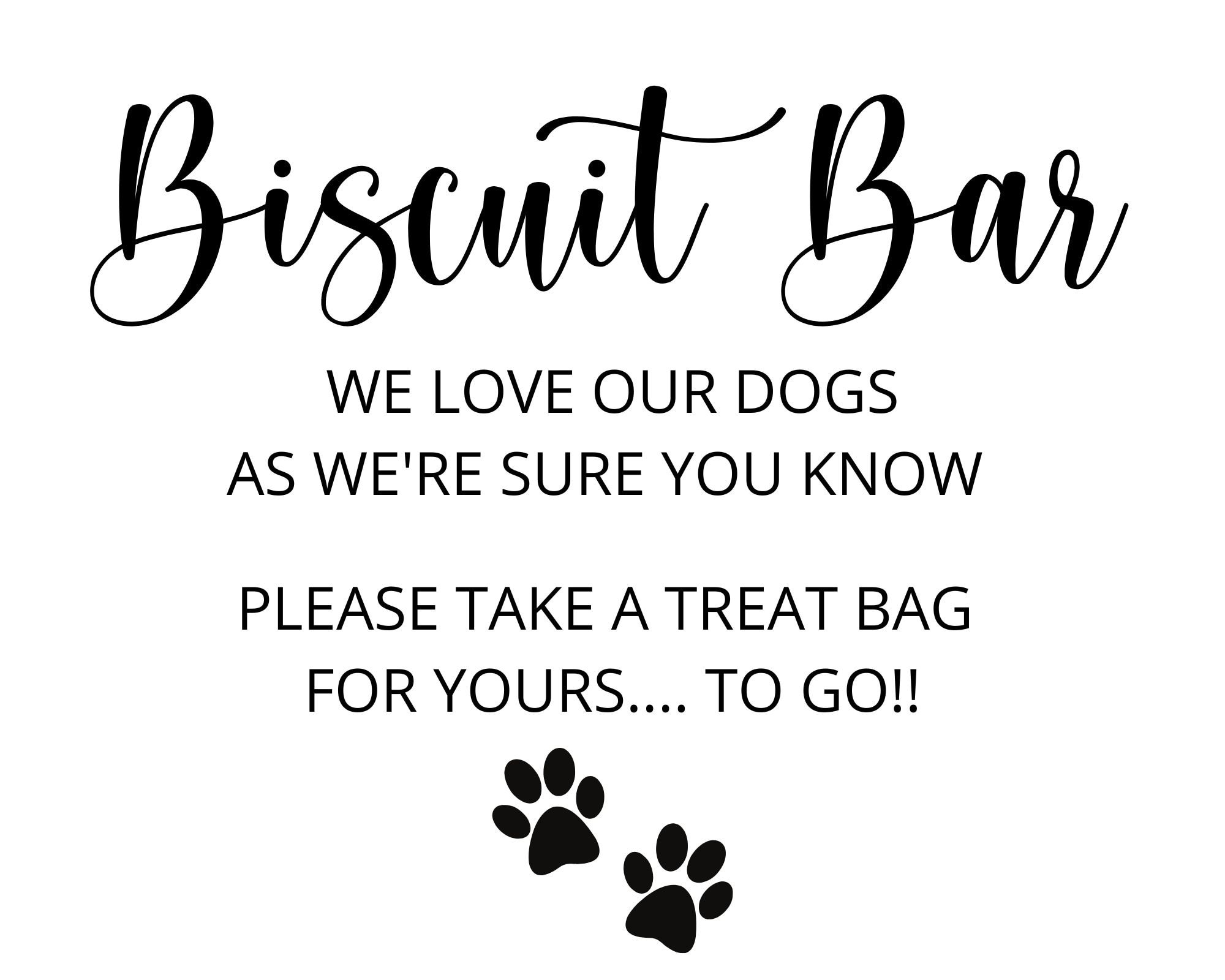 Biscuit Bar Sign, Dog Treat Sign for Wedding, Wedding Dog Favors