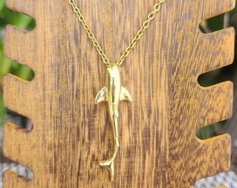 Large Shark Pendant Necklace 18k Gold- Non Tarnish Waterproof Jewelry