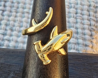 Adjustable Hammerhead Shark Ring 18k Gold Filled - Non Tarnish
