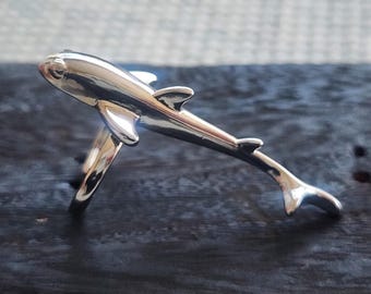 Adjustable Large Shark Ring Silver - Non Tarnish