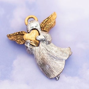 Vintage Mid-century Signed LC Two Tone Angle Brooch by Liz Claiborne - S15