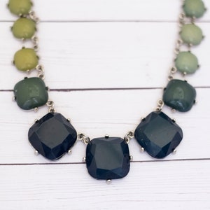 18 inch, Vintage Multicolor Geometric Stones Bib Necklace - S28