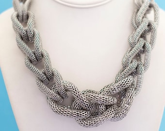Vintage Avant garde Silver Large Link Chain Necklace 22 Inches - S22