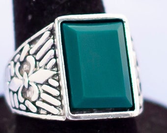 Vintage Gothic Rectangle Detail Ring - S13