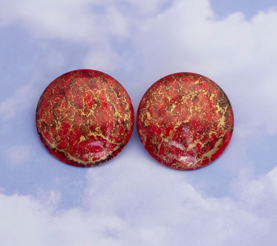 Vintage Boho Colorful Red Stud Earrings - S7 - image 1