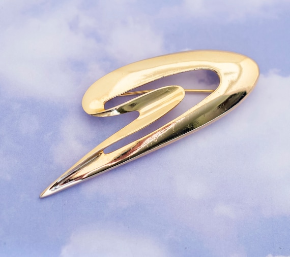 Vintage Abstract Gold Tone Brooch - S27 - image 1