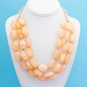 Vintage Boho Light Orange Beaded Necklace 22 Inches - S9