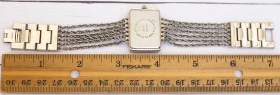 7 inch, Vintage Rectangular Silver Tone Multi Cha… - image 3