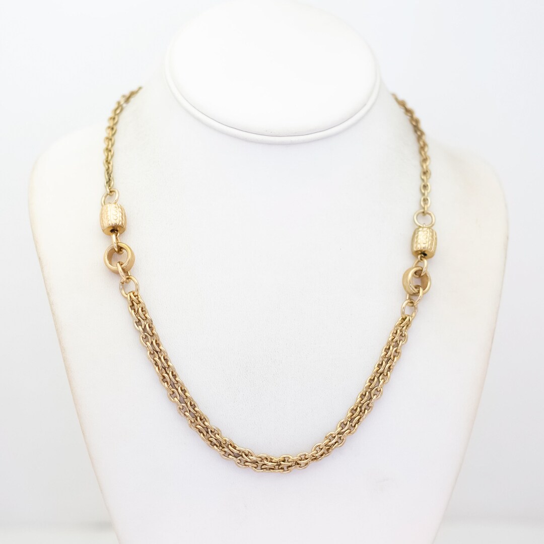19 Inch, Vintage Round Oval Chain Links Gold Tone Necklace - S33 - Etsy