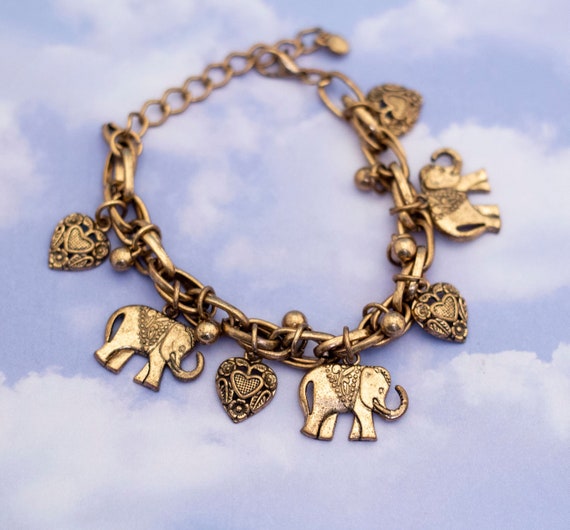 Vintage Boho & hippie Love Heart Elephant Charm B… - image 1