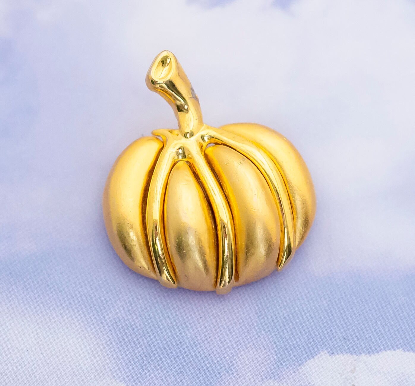 Spilla Vintage Zucca Halloween - Cristallo Austriaco Rosso E Tono Oro - Piccola