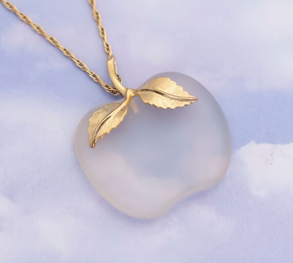 Vintage Clear Apple Gold Tone Necklace 