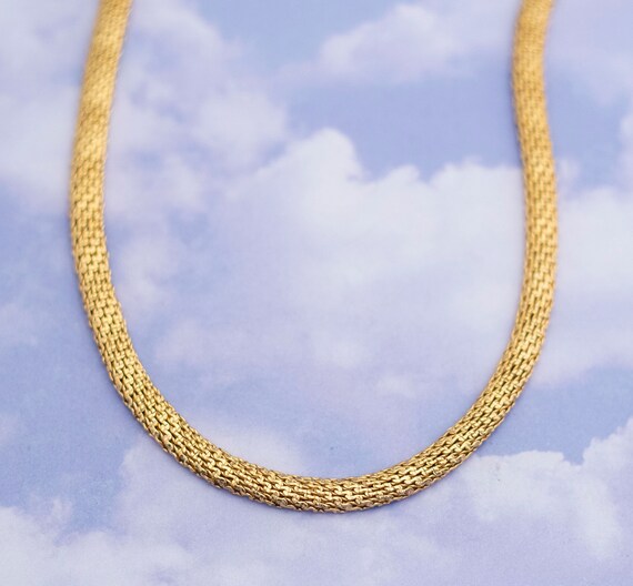 Vintage Mid-century Gold Tone Mesh Necklace 18 In… - image 3