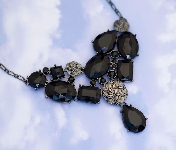 Avon Vintage Black Jewels Necklace, 18 Inches - S… - image 1