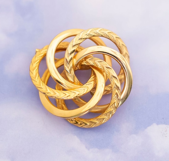 Vintage Mid-century Gold Tone Multi Spiral Brooch… - image 1