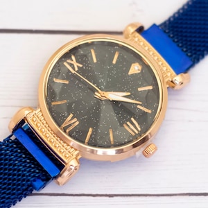 7 inch, Vintage Blue Strap Roman Numeral Analog Watch - S28