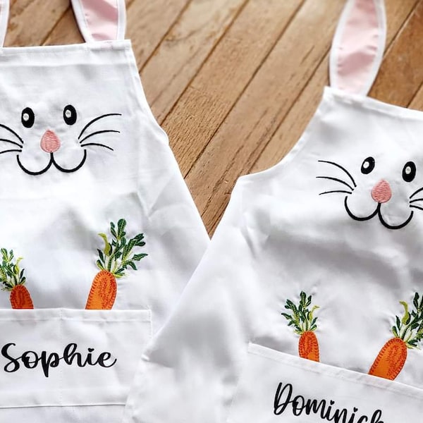 Personalized Childs Apron Embroidered Bunny  | Easter Gift | Spring | Kids Apron | Personalized Kids Gifts | Easter Present | Easter Basket