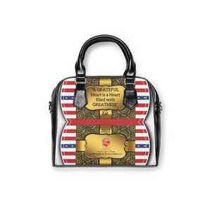 Un corazón agradecido es un corazón lleno de grandeza - Bolso de hombro blanco de temática estadounidense diseñado a medida
