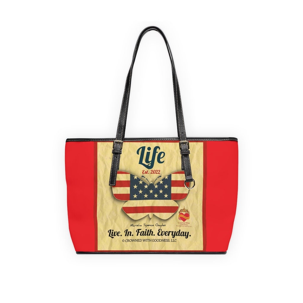 Life Live. In. Faith. Everyday. Red creme American Flag Themed PU Leather Shoulder Bag Etsy