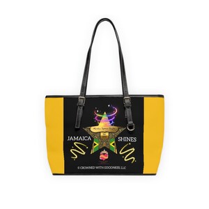 Jamaica Shines - Black/Yellow Custom Designed Jamaican Themed PU Leather Shoulder Bag