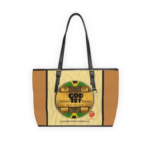 GOD 1st Jamaica Thrives - Brown/Creme/Black Custom Designed Jamaican Themed PU Leather Shoulder Bag