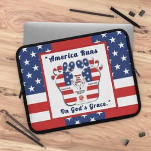 America Runs on God&#39;s Grace - 17&quot; American Themed Laptop Sleeve