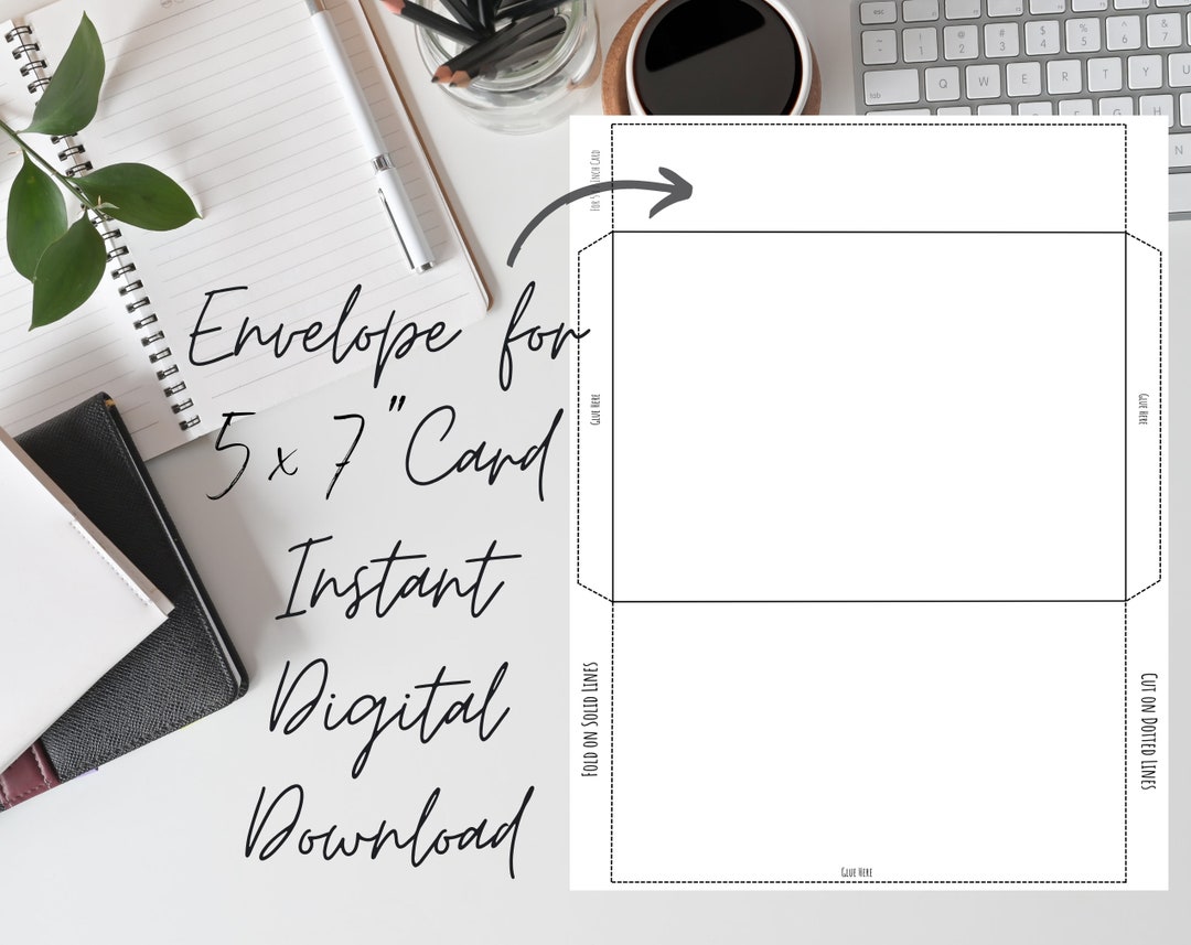 Simple Printable A7 Envelope Template Fits 5x7 Inch Card, Instant