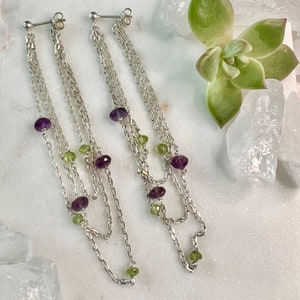 Amethyst and Peridot Earrings in Sterling Silver