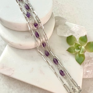 Amethyst Layered Bracelet in Sterling Silver