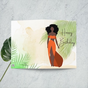 Carte de voeux - carte d'anniversaire de femmes afro, joyeux anniversaire, femme noire ethnique, magie de fille noire, cartes diverses, CARTE de célébration