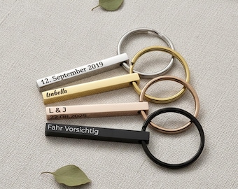 Personalisierter Schlüsselanhänger mit Gravur auf 4 Seiten aus 304 Edelstahl Silber Roségold Schwarz Gold Geschenk für Männer und Frauen