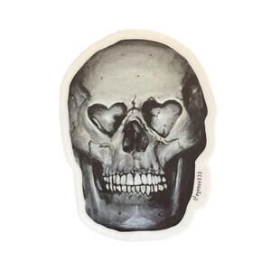 heart eyes skull 3&quot; vinyl sticker