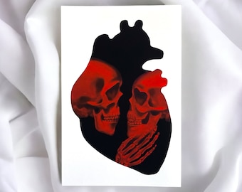 Hasta la muerte  6&quot;x9&quot;art print love skulls