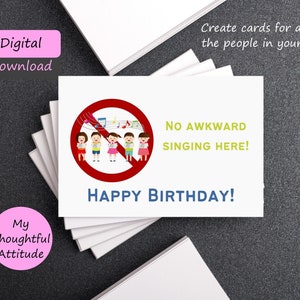 Printable Happy Birthday Card Digital Download No Awkward - Etsy