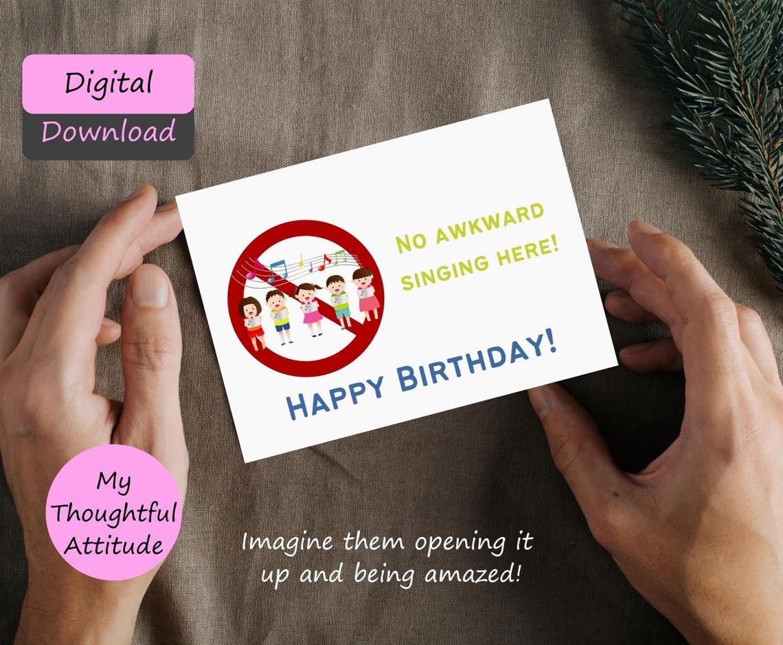 Printable Happy Birthday Card Digital Download No Awkward - Etsy