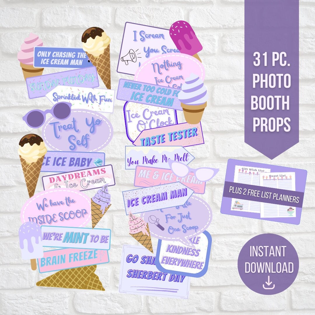31 Cute Ice Cream Party Photo Booth Props and Decor | Easy Ice Cream ...