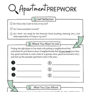 Independent Living Worksheet: How To Find An Apartment (6 pages, includes hyperlinked resources)