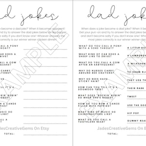 Dad Joke Baby Shower Game: Instant Download w/ Worksheet & Answer Key!
