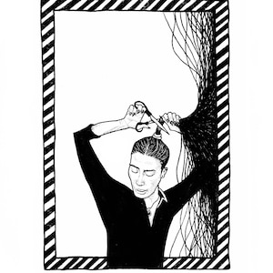 Ponytail Art Print Illustration Protest Iran Revolution Mahsa Amini Women&#39;s Rights