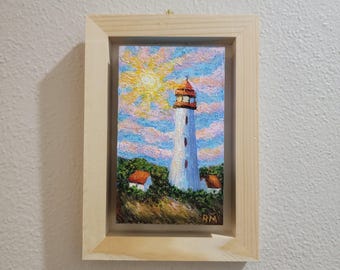 Latarnia morska w Wisconsin (3x5 cali, 5x7 cali, oprawiona w drewnianą ramę)