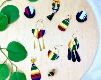 Sarape Earrings + Polymer clay earrings+ Hispanic heritage month+ Mexican culture+ hispanic culture + Cultura Hispana+ Latina earrings+studs