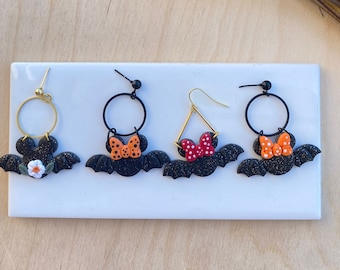 Minnie Bat polymer clay earrings+ Minnie Mouse+ Mickey Mouse+ Disney halloween+ Disney inspired+Halloween earrings